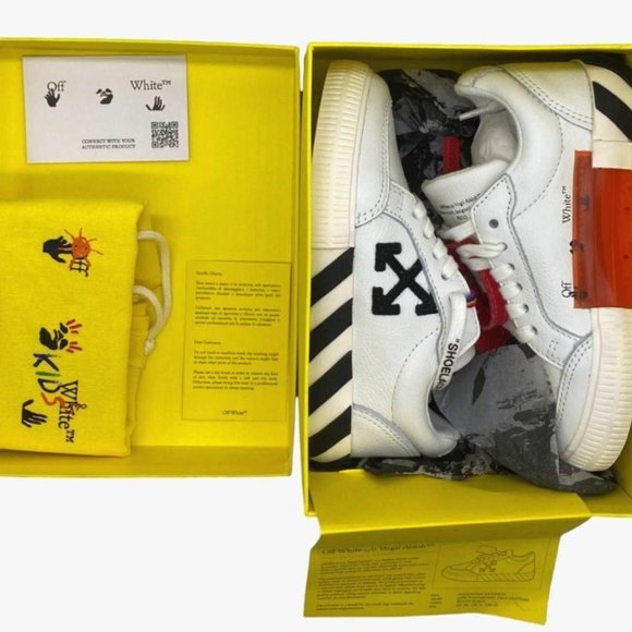 Off-White Unisex Kid's White Low Top Vulcanized Sneaker Shoe Sz EU 31/US 13 - Picture 4 of 5